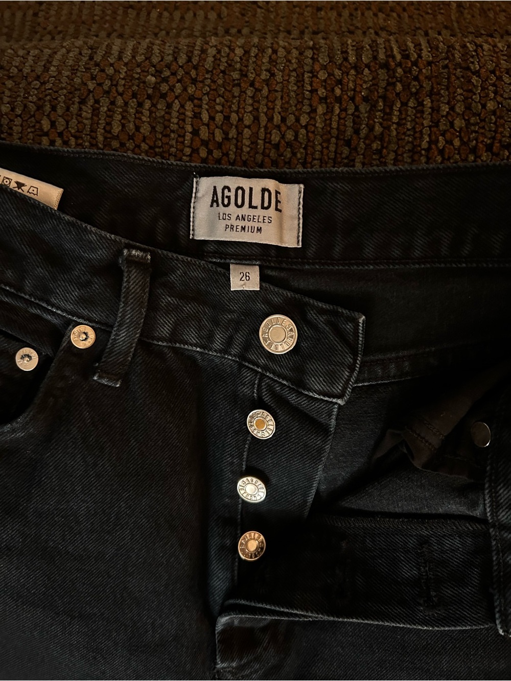 AGOLDE Black Women's Jeans w/ High-Rise Button Fly